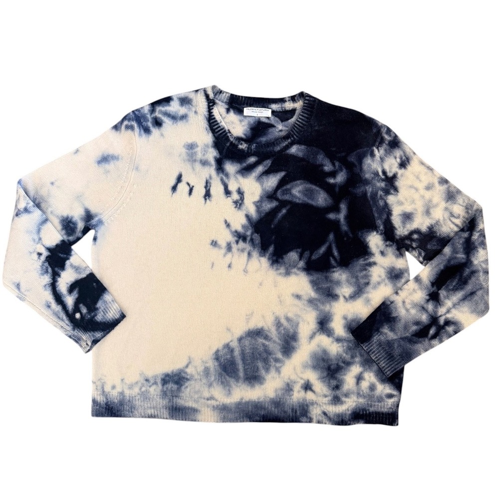 Majestic Filatures Tie Dye Wool Cashmere Sweater Blue White Size 3 L